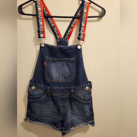 Levis Girl's Denim  Bib Overall Jean Shorts Size 10R #G-11 - Picture 2 of 9